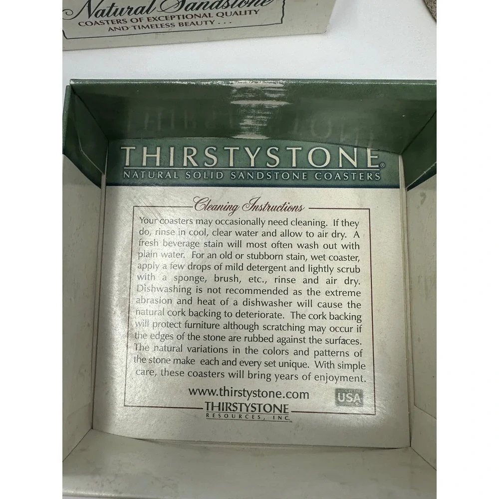 Thirstystone Set of 4 Matching Sandstone Coasters Natural Cork Backing Christmas